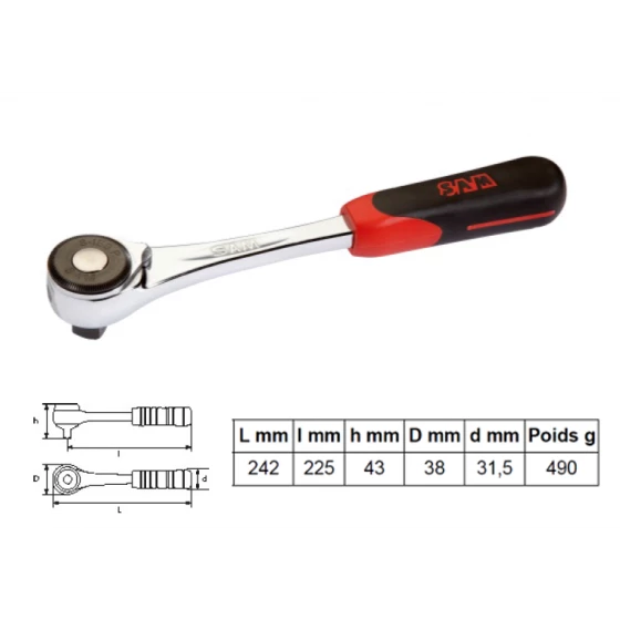 CLIQUET PUSH SAM OUTILLAGE 1/2" À INVERSION PAR LEVIER -S158P 4 CLIQUET PUSH SAM OUTILLAGE 1/2" À INVERSION PAR LEVIER -S158P – Image 2
