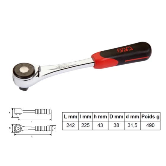 CLIQUET PUSH SAM OUTILLAGE 1/2" À INVERSION PAR LEVIER -S158P 5 CLIQUET PUSH SAM OUTILLAGE 1/2" À INVERSION PAR LEVIER -S158P – Image 3